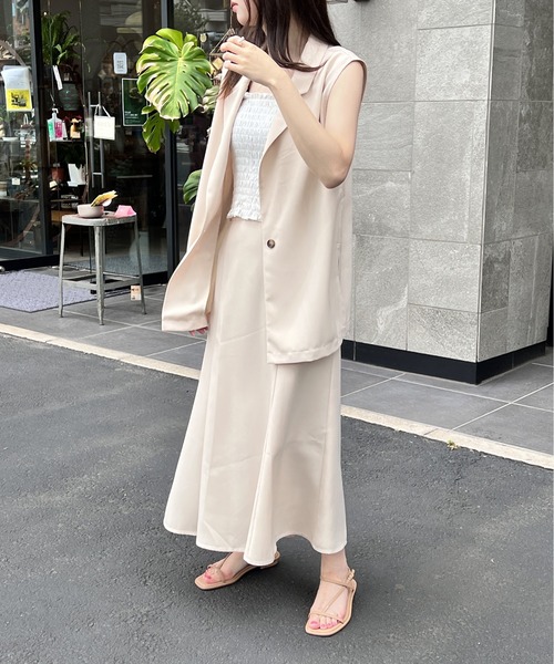 one way（ワンウェイ）の「テーラーサイドスリットベスト/セットアップ対応（ベスト・レディース・ブラック/ベージュ・FREE）」の9枚目の写真