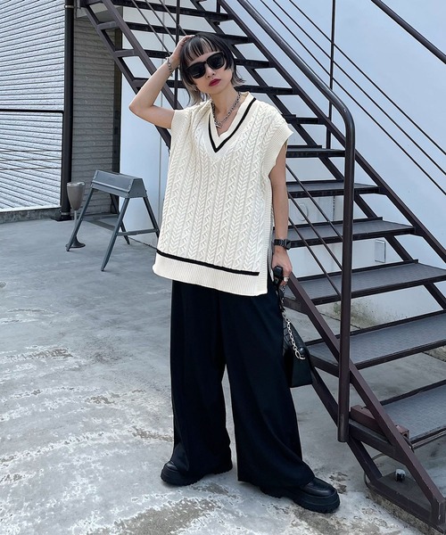 PAGEBOY（ページボーイ）の「ケーブルカレッジベスト（ベスト・レディース・ブラック/アイボリー/ブラウン系その他・FREE）」の6枚目の写真