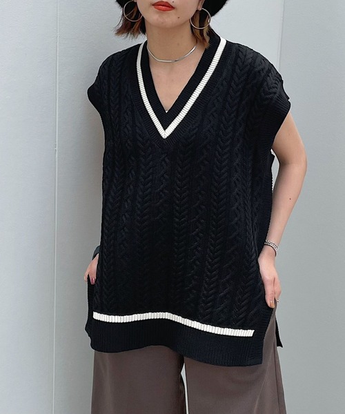 PAGEBOY（ページボーイ）の「ケーブルカレッジベスト（ベスト・レディース・ブラック/アイボリー/ブラウン系その他・FREE）」の8枚目の写真