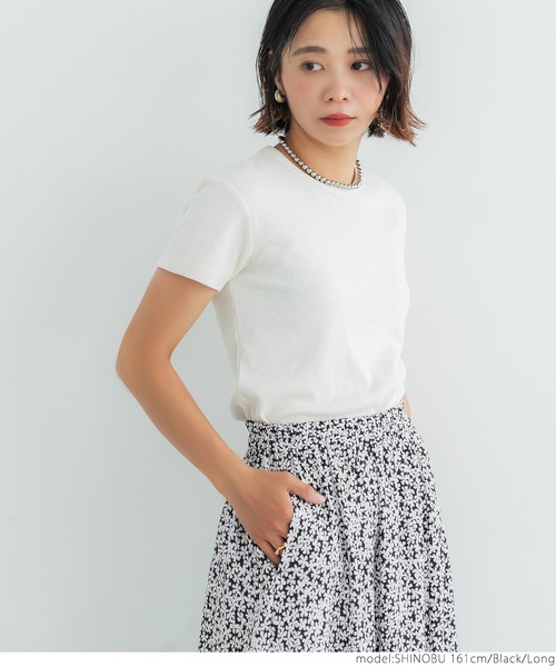 coca(coca)(コカ)の「モノクロフラワーフレアスカート(スカート・レディース・ブラック・SHORT/LONG)」の9枚目の写真