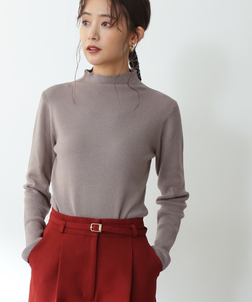 N.（N. Natural Beauty Basic）（エヌエヌナチュラルビューティーベーシック）の「◆ウォームアップリブボトルネックニット（ニット/セーター・レディース・オフホワイト/ブラック/グレイッシュベージュ・MEDIUM）」の3枚目の写真