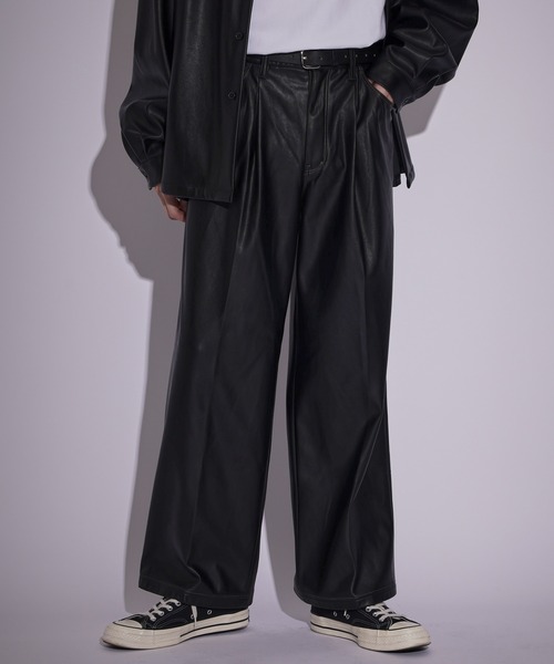 JUNRED（ジュンレッド）の「フェイクレザーバギーパンツ（その他パンツ・メンズ・ブラック・M/L/S）」の5枚目の写真