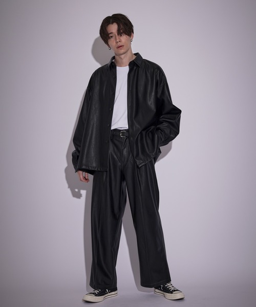 JUNRED（ジュンレッド）の「フェイクレザーバギーパンツ（その他パンツ・メンズ・ブラック・M/L/S）」の7枚目の写真