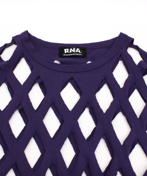 RNA(アールエヌエー)の「M1910 ダイヤカットBIG T(Tシャツ/カットソー・レディース・ブラック/ダークパープル/ホワイト・MEDIUM)」の4枚目の写真