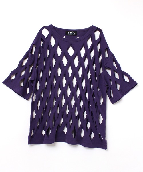 RNA(アールエヌエー)の「M1910 ダイヤカットBIG T(Tシャツ/カットソー・レディース・ブラック/ダークパープル/ホワイト・MEDIUM)」の12枚目の写真