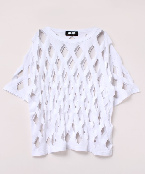 RNA(アールエヌエー)の「M1910 ダイヤカットBIG T(Tシャツ/カットソー・レディース・ブラック/ダークパープル/ホワイト・MEDIUM)」の19枚目の写真
