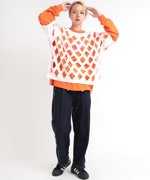 RNA(アールエヌエー)の「M1910 ダイヤカットBIG T(Tシャツ/カットソー・レディース・ブラック/ダークパープル/ホワイト・MEDIUM)」の22枚目の写真
