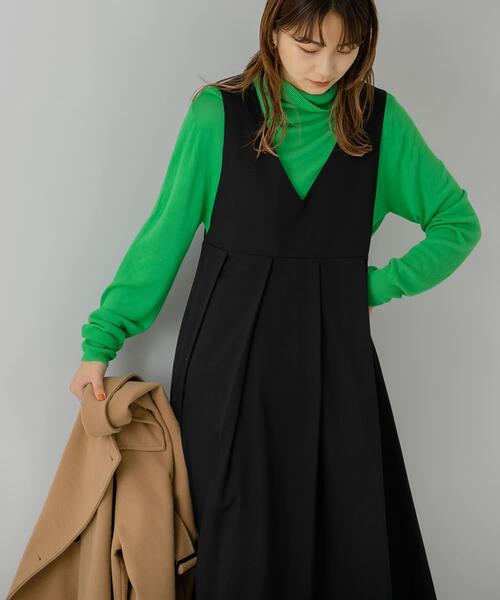 KBF（ケイビーエフ）の「BIGプリーツジャンパースカート（ワンピース・レディース・ブラック/ダークブラウン/ベージュ系その他・ONE）」の9枚目の写真