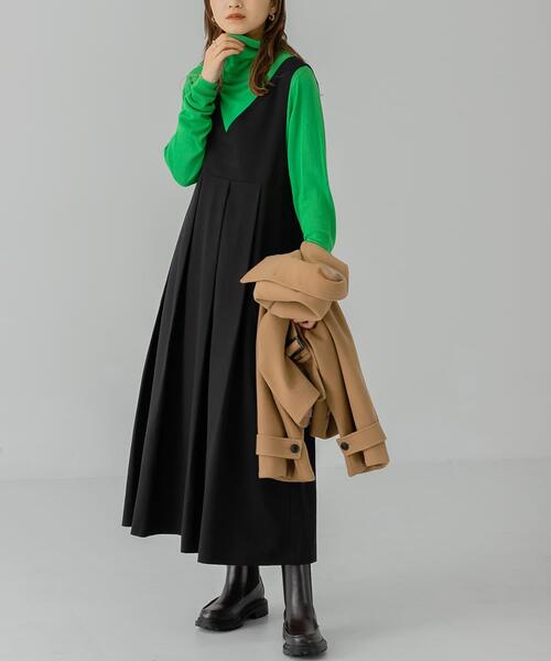 KBF（ケイビーエフ）の「BIGプリーツジャンパースカート（ワンピース・レディース・ブラック/ダークブラウン/ベージュ系その他・ONE）」の8枚目の写真