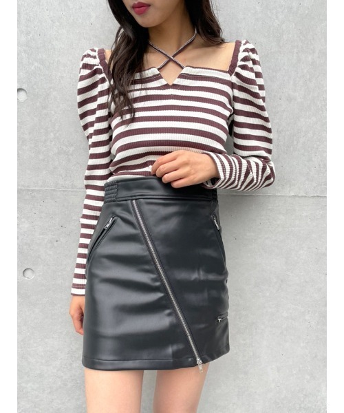 ENVYM(アンビー)の「ホルターネックリブTOPS(Tシャツ/カットソー・レディース・ホワイト/ブラック/その他・FREE)」の6枚目の写真