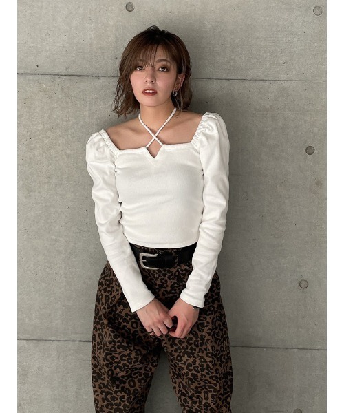 ENVYM(アンビー)の「ホルターネックリブTOPS(Tシャツ/カットソー・レディース・ホワイト/ブラック/その他・FREE)」の13枚目の写真