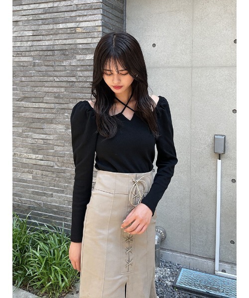 ENVYM(アンビー)の「ホルターネックリブTOPS(Tシャツ/カットソー・レディース・ホワイト/ブラック/その他・FREE)」の20枚目の写真