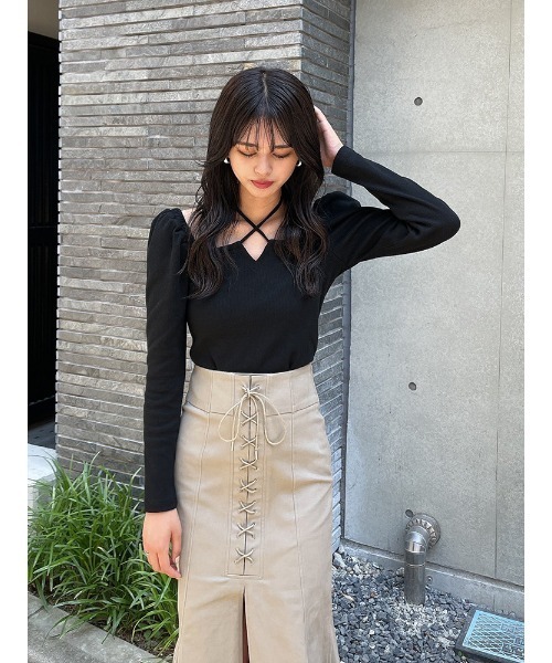 ENVYM(アンビー)の「ホルターネックリブTOPS(Tシャツ/カットソー・レディース・ホワイト/ブラック/その他・FREE)」の10枚目の写真