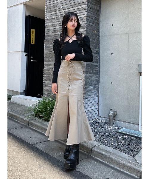 ENVYM(アンビー)の「ホルターネックリブTOPS(Tシャツ/カットソー・レディース・ホワイト/ブラック/その他・FREE)」の5枚目の写真