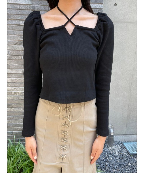 ENVYM(アンビー)の「ホルターネックリブTOPS(Tシャツ/カットソー・レディース・ホワイト/ブラック/その他・FREE)」の18枚目の写真