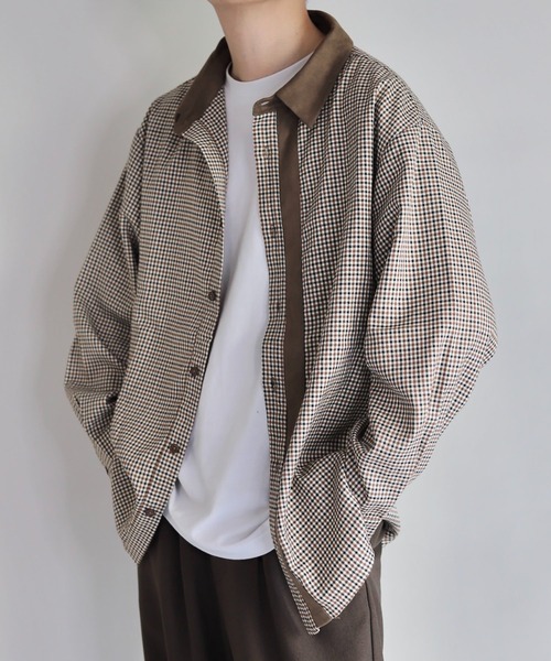 WONDER WONDER（ワンダーワンダー）の「バイカラーライン長袖シャツ（シャツ/ブラウス・メンズ・ブラウン系/チャコールグレー/ホワイト・S/M/L）」の15枚目の写真