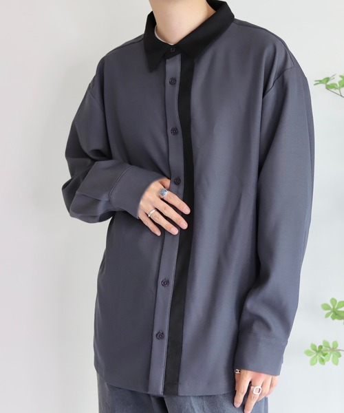 WONDER WONDER（ワンダーワンダー）の「バイカラーライン長袖シャツ（シャツ/ブラウス・メンズ・ブラウン系/チャコールグレー/ホワイト・S/M/L）」の10枚目の写真