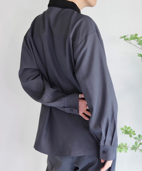 WONDER WONDER（ワンダーワンダー）の「バイカラーライン長袖シャツ（シャツ/ブラウス・メンズ・ブラウン系/チャコールグレー/ホワイト・S/M/L）」の11枚目の写真