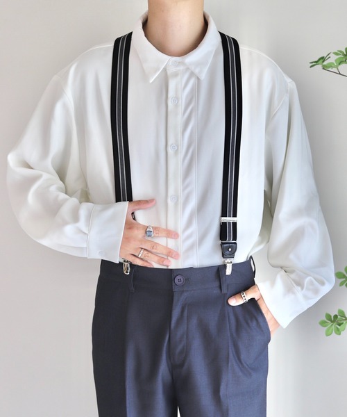 WONDER WONDER（ワンダーワンダー）の「バイカラーライン長袖シャツ（シャツ/ブラウス・メンズ・ブラウン系/チャコールグレー/ホワイト・S/M/L）」の7枚目の写真