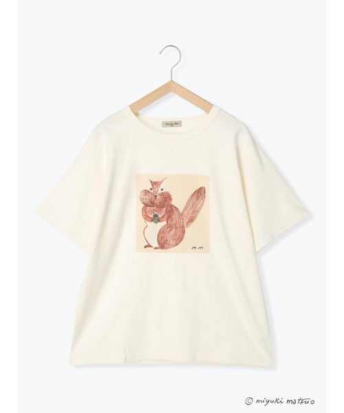 Samansa Mos2（サマンサ モスモス）の「【miyuki matsuo×Samansa Mos2】プリントTシャツ（Tシャツ/カットソー・レディース・オフホワイト/チャコール/キナリ・ﾌﾘ-）」の3枚目の写真