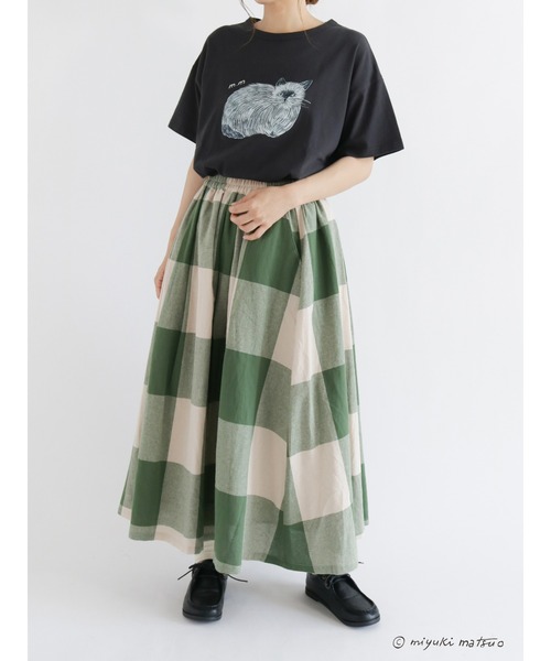 Samansa Mos2（サマンサ モスモス）の「【miyuki matsuo×Samansa Mos2】プリントTシャツ（Tシャツ/カットソー・レディース・オフホワイト/チャコール/キナリ・ﾌﾘ-）」の4枚目の写真