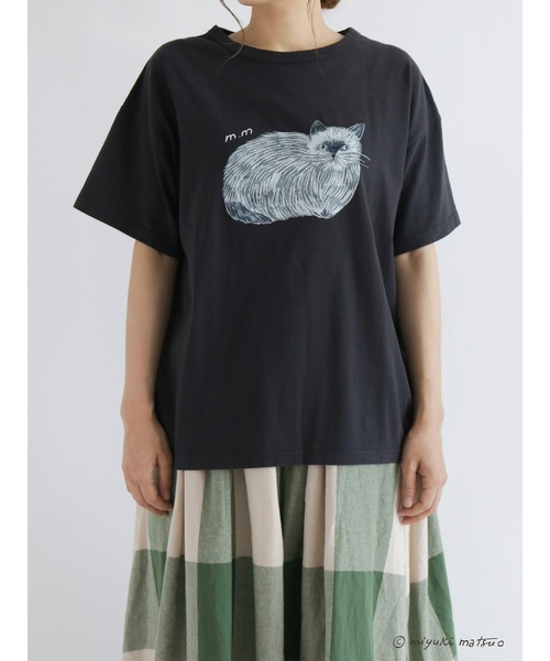 Samansa Mos2（サマンサ モスモス）の「【miyuki matsuo×Samansa Mos2】プリントTシャツ（Tシャツ/カットソー・レディース・オフホワイト/チャコール/キナリ・ﾌﾘ-）」の6枚目の写真