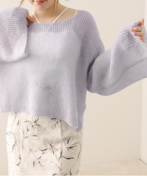 OLIVE des OLIVE（オリーブデオリーブ）の「モヘアタッチ透かしゆるニット（ニット/セーター・レディース・オフホワイト/ピンク/サックスブルー・FREE）」の3枚目の写真