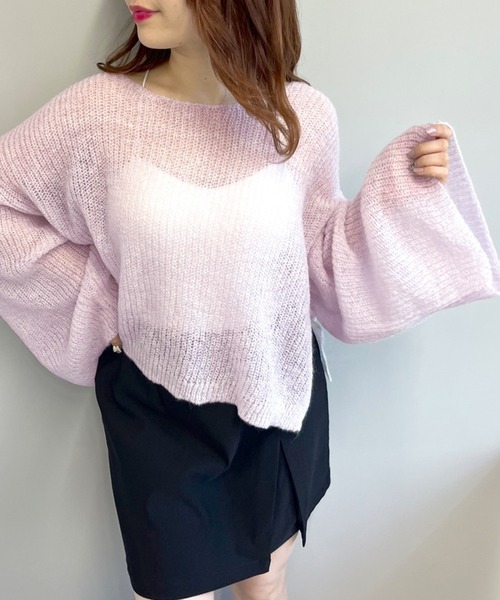 OLIVE des OLIVE（オリーブデオリーブ）の「モヘアタッチ透かしゆるニット（ニット/セーター・レディース・オフホワイト/ピンク/サックスブルー・FREE）」の20枚目の写真