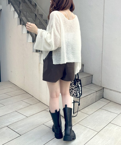 OLIVE des OLIVE（オリーブデオリーブ）の「モヘアタッチ透かしゆるニット（ニット/セーター・レディース・オフホワイト/ピンク/サックスブルー・FREE）」の6枚目の写真