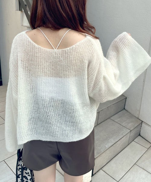 OLIVE des OLIVE（オリーブデオリーブ）の「モヘアタッチ透かしゆるニット（ニット/セーター・レディース・オフホワイト/ピンク/サックスブルー・FREE）」の9枚目の写真