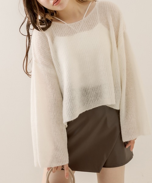 OLIVE des OLIVE（オリーブデオリーブ）の「モヘアタッチ透かしゆるニット（ニット/セーター・レディース・オフホワイト/ピンク/サックスブルー・FREE）」の10枚目の写真