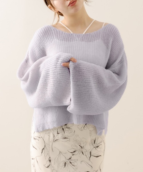 OLIVE des OLIVE（オリーブデオリーブ）の「モヘアタッチ透かしゆるニット（ニット/セーター・レディース・オフホワイト/ピンク/サックスブルー・FREE）」の14枚目の写真