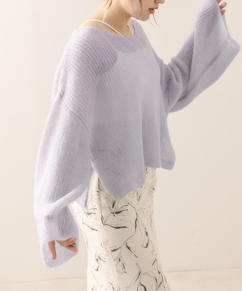 OLIVE des OLIVE（オリーブデオリーブ）の「モヘアタッチ透かしゆるニット（ニット/セーター・レディース・オフホワイト/ピンク/サックスブルー・FREE）」の15枚目の写真