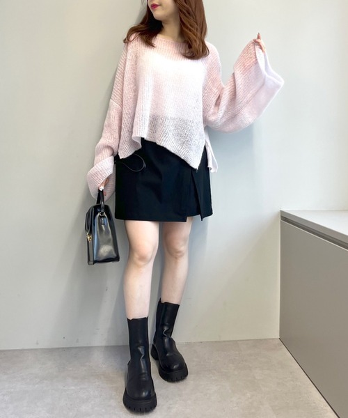 OLIVE des OLIVE（オリーブデオリーブ）の「モヘアタッチ透かしゆるニット（ニット/セーター・レディース・オフホワイト/ピンク/サックスブルー・FREE）」の17枚目の写真