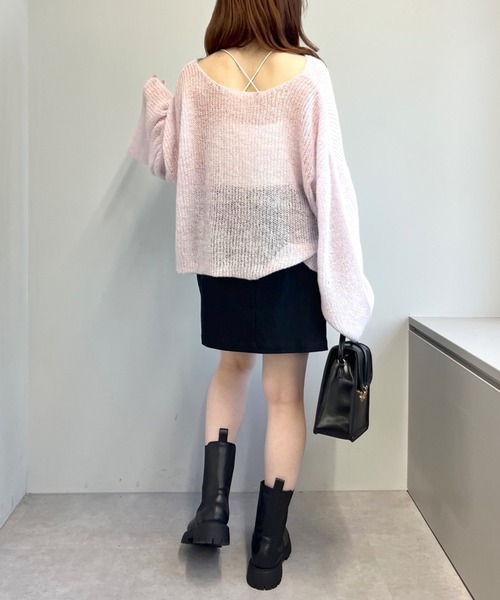 OLIVE des OLIVE（オリーブデオリーブ）の「モヘアタッチ透かしゆるニット（ニット/セーター・レディース・オフホワイト/ピンク/サックスブルー・FREE）」の19枚目の写真