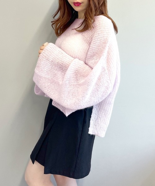 OLIVE des OLIVE（オリーブデオリーブ）の「モヘアタッチ透かしゆるニット（ニット/セーター・レディース・オフホワイト/ピンク/サックスブルー・FREE）」の21枚目の写真