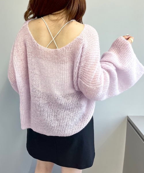 OLIVE des OLIVE（オリーブデオリーブ）の「モヘアタッチ透かしゆるニット（ニット/セーター・レディース・オフホワイト/ピンク/サックスブルー・FREE）」の22枚目の写真