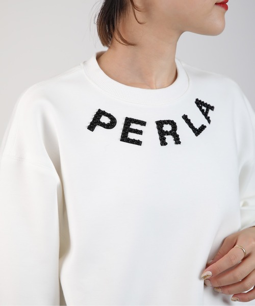 PICCIN（ピッチン）の「パールビーズ付きプリントプルオーバー（Tシャツ/カットソー・レディース・オフホワイト/ブラック/ライトグレー・M）」の2枚目の写真