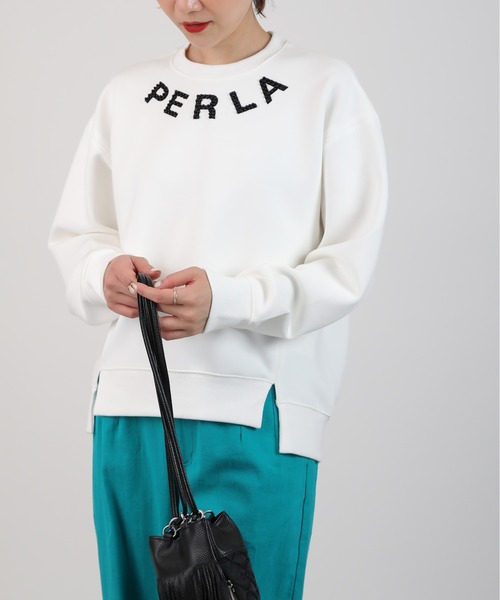 PICCIN（ピッチン）の「パールビーズ付きプリントプルオーバー（Tシャツ/カットソー・レディース・オフホワイト/ブラック/ライトグレー・M）」の11枚目の写真