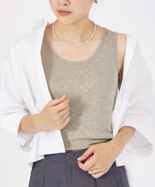 qualite（カリテ）の「ラメフライスタンクトップ（タンクトップ・レディース・ライトグレー/ベージュ/ブラック/ライトベージュ・フリー）」の4枚目の写真