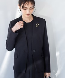 A/C DESIGN BY ALPHA CUBIC（エーシーデザインバイアルファキュービック）の「【アルファブリック】ストレッチノーカラージャケット【パンツ・スカートセットアップ可能】（ノーカラージャケット）」