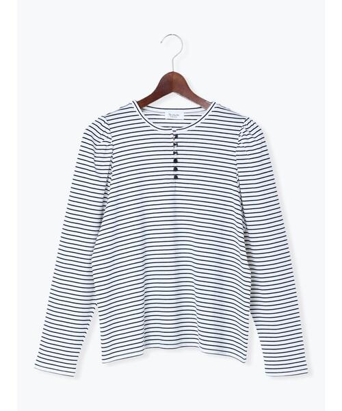 Te chichi TERRASSE（テチチテラス）の「ボーダーパワーショルダープルオーバー（Tシャツ/カットソー・レディース・ブラック/オフホワイト・ﾌﾘ-）」の2枚目の写真
