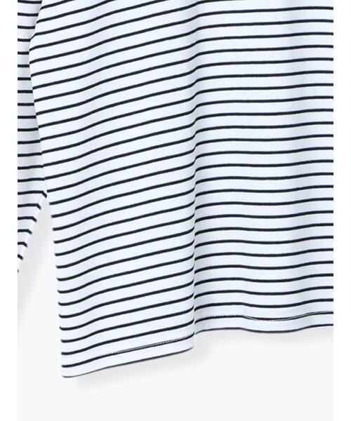 Te chichi TERRASSE（テチチテラス）の「ボーダーパワーショルダープルオーバー（Tシャツ/カットソー・レディース・ブラック/オフホワイト・ﾌﾘ-）」の7枚目の写真