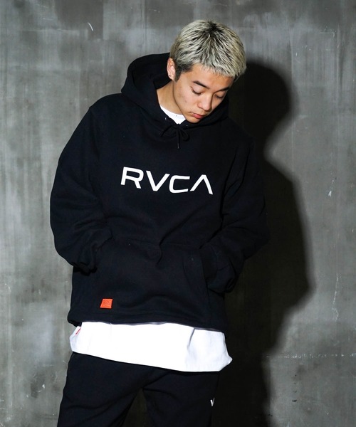 メンズビッグシルエット RVCA バックプリントロゴ プルオーバーパーカーS