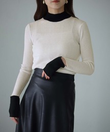 【cheriella】WEB限定バイカラーカフススリットリブニット