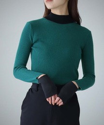 【cheriella】WEB限定バイカラーカフススリットリブニット