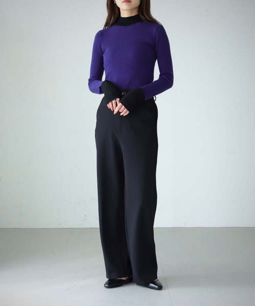 cheriella(シェリエラ)の「【cheriella】WEB限定バイカラーカフススリットリブニット(ニット/セーター・レディース・ホワイト/パープル/グリーン/カーキ・M)」の12枚目の写真