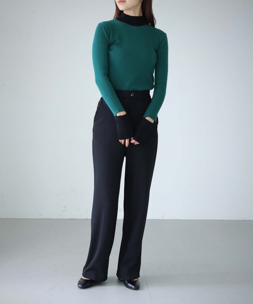 cheriella(シェリエラ)の「【cheriella】WEB限定バイカラーカフススリットリブニット(ニット/セーター・レディース・ホワイト/パープル/グリーン/カーキ・M)」の7枚目の写真