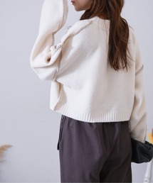 ◇杢ストレッチ総針配色ステッチニット