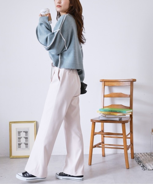 FREE'S MART(フリーズマート)の「◇杢ストレッチ総針配色ステッチニット(ニット/セーター・レディース・ブルー/ベージュ/ホワイト/ブラック・FREE)」の10枚目の写真